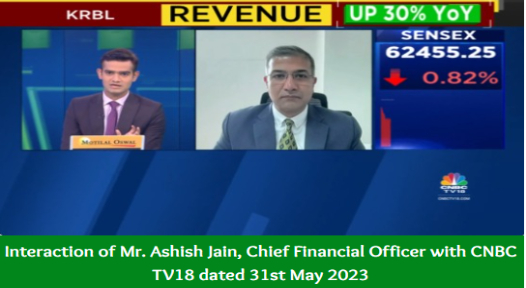 Media interaction Interaction of Mr. Ashish Jain, Chief Financial Officer with CNBC...