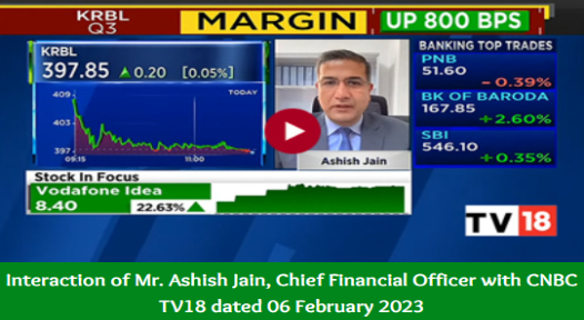 Media interaction Interaction of Mr. Ashish Jain, Chief Financial Officer with CNBC...